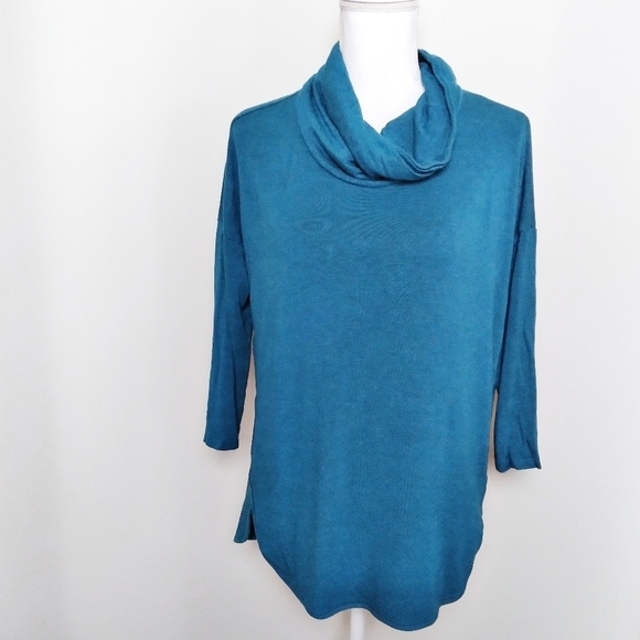Lou & Grey Signaturesoft Blue Cowl Neck Shirt - Picture 2 of 9